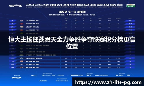 恒大主场迎战舜天全力争胜争夺联赛积分榜更高位置